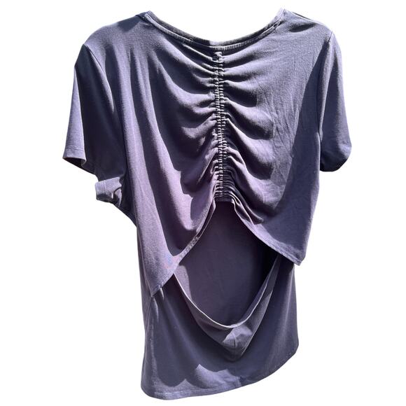Athleta Women’s Navy Encore Short Sleeve Cinch Open Back T-Shirt Size Large Top - Picture 2 of 6